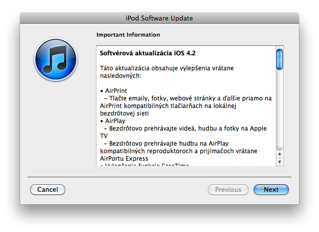 iOS 4.2 update