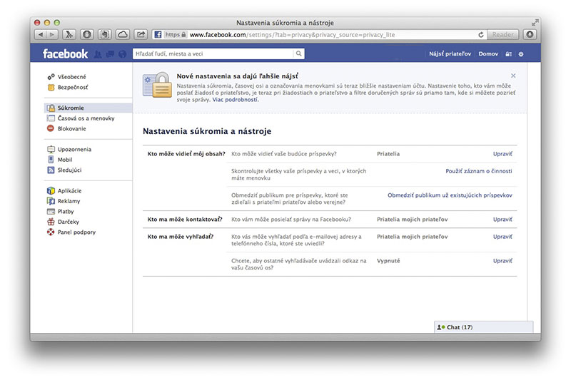 Nastavenia súkromia na Facebooku