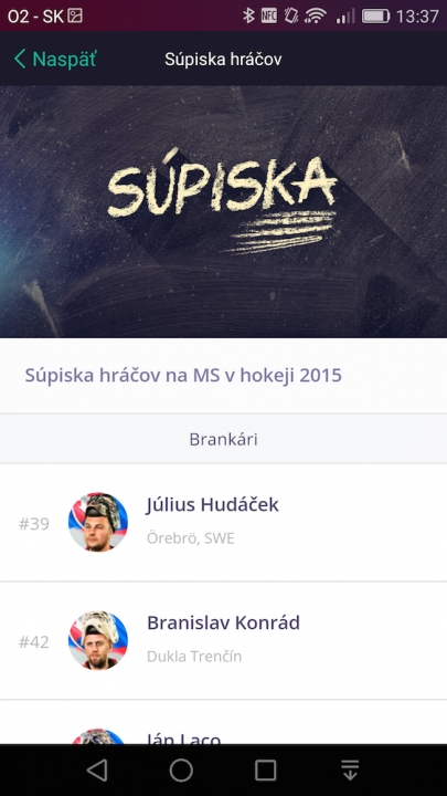 Majstrovstvá sveta v hokeji 2015 v smartfóne