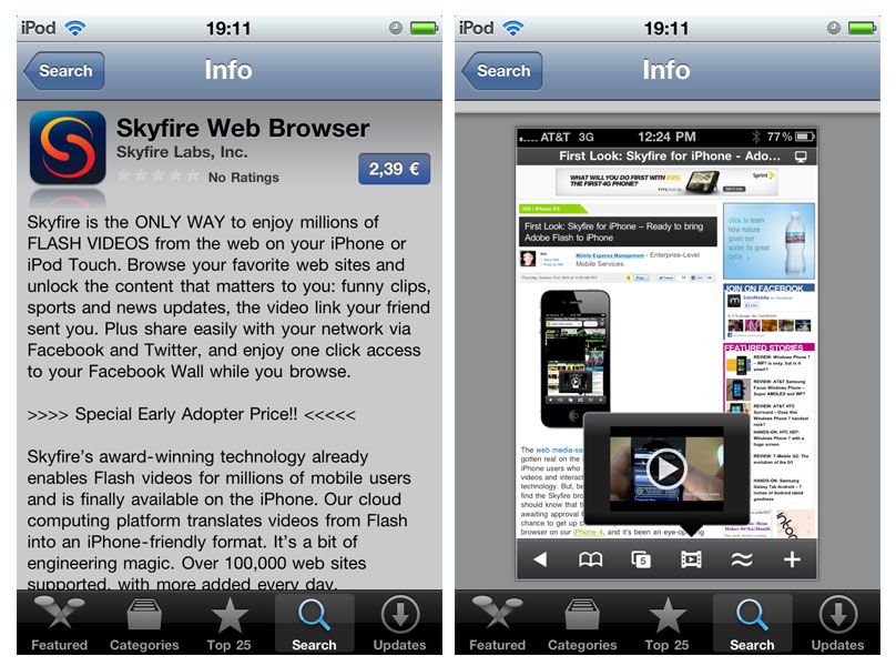 Skyfire 2.0 pre iPhone