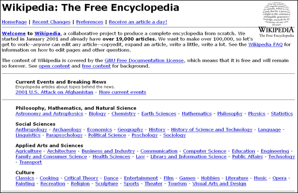 Wikipedia 2001 homepage screenshot